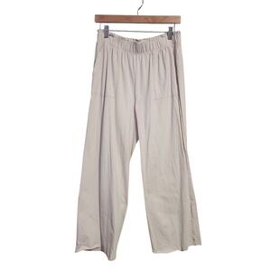 PAPER LABEL Organic Cotton Wide Leg Pants Oatmeal Relaxed Minimalist M